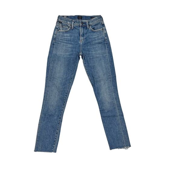 Citizens Of Humanity Denim - Citizens of Humanity Rocket High Rise Skinny Jeans 23 Light Wash Raw Hem Crop